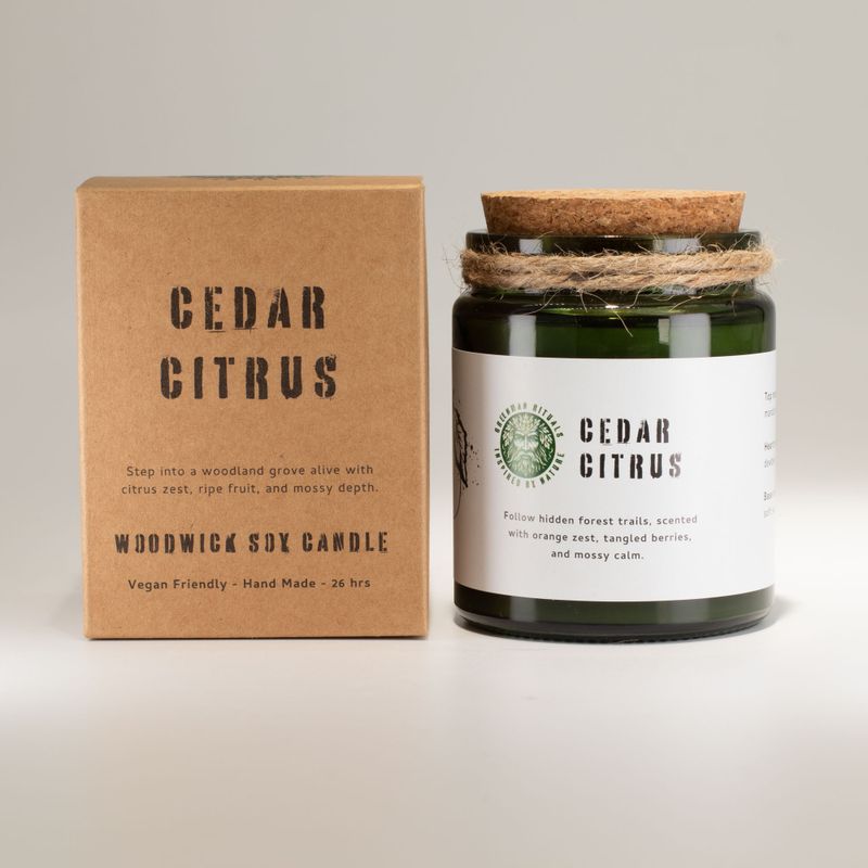 Svijeća od sojinog voska s drvenim fitiljem - Cedar Citrus
