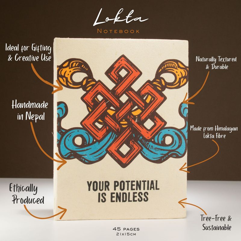 Velika Lokta Inspirativna Bilježnica (21x15 cm) – 45 listova – Your Potential – uključuje oznaku