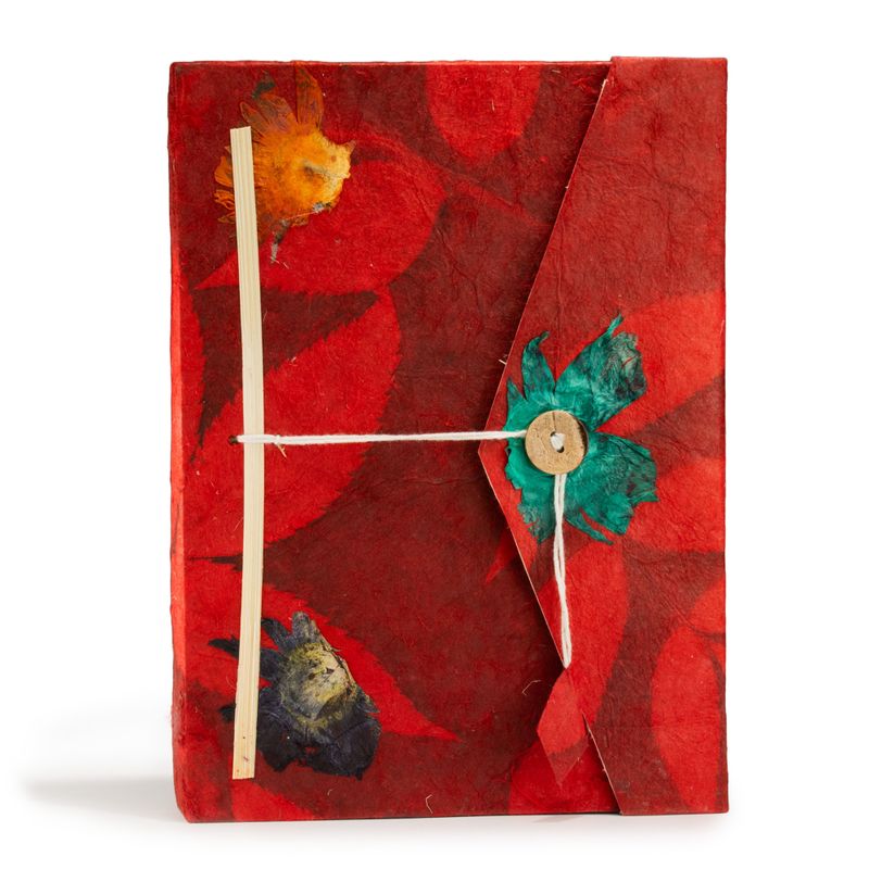 Velika Lokta bilježnica - upečatljiv cvjetni dizajn - 21×15cm, 45 listova s knjižnom oznakom – Ruby