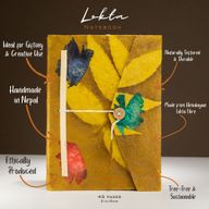 Velika Lokta bilježnica - upečatljiv cvjetni dizajn - 21×15cm, 45 listova s knjižnom oznakom – Mustard Brown