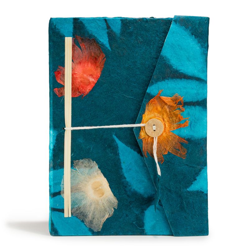 Lrg Lokta Bold Floral - Bilježnica (21x15cm) - 45 listova - uključuje označivač stranice - Noćno plava