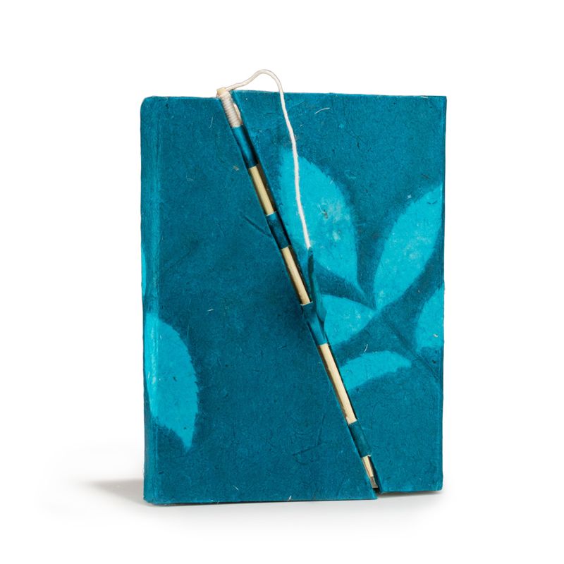 Srednja Lokta Bold Floral Bamboo Lock Bilježnica Velika (15x12 cm) - 45 listova - Noćno plava