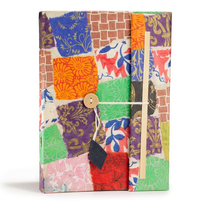 Velika Lokta Patchwork bilježnica - 21x15cm - 45 listova - s knjižnom oznakom - višebojna