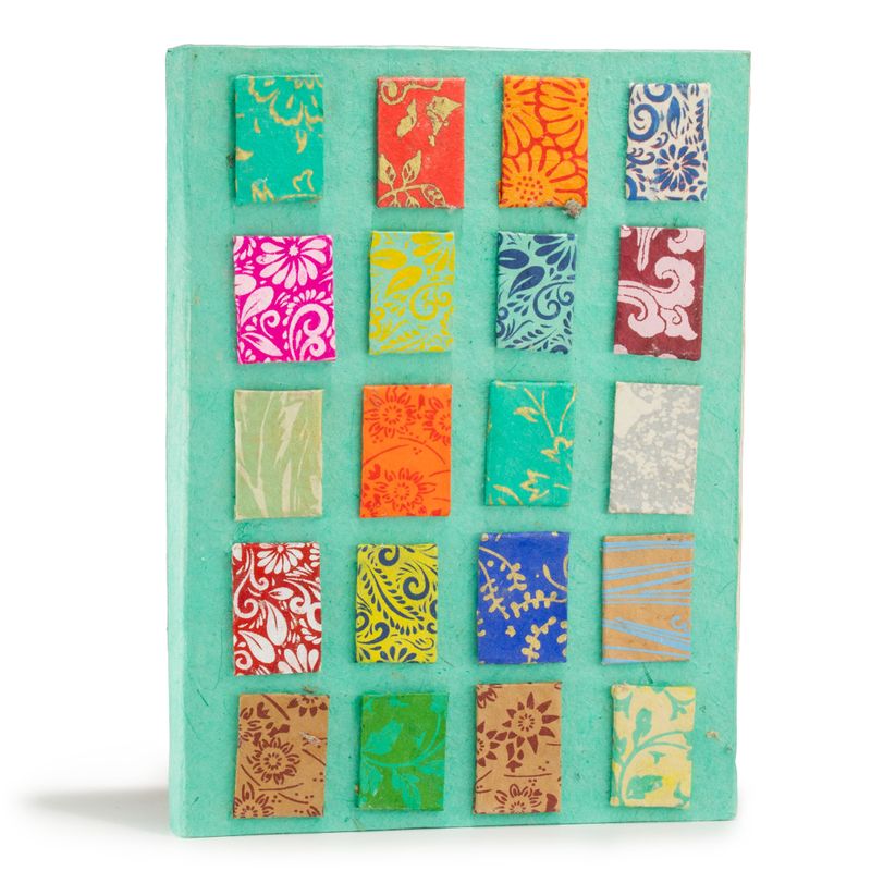 Lrg Lokta Mini Tiles- bilježnica (21x15cm) - 45 listova - uključuje oznaku stranice - tirkizno plava
