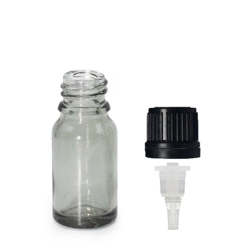 Staklena Bočica s Kapaljkom u Dimnoj Sivoj Boji, 10ml - s čepom