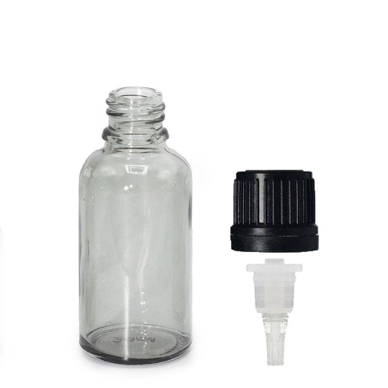 Staklena Bočica s Kapaljkom u Dimnoj Sivoj Boji, 30ml - s čepom