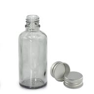 50 ml staklena bočica s pipetom, dimno siva, s aluminijskim poklopcem