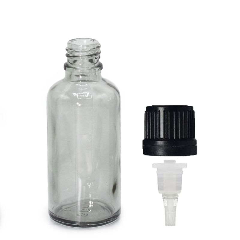 Staklena Bočica s Kapaljkom u Dimnoj Sivoj Boji, 50ml - s čepom
