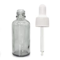 50 ml staklena bočica s kapaljkom, tamno siva boja, bijela pipeta