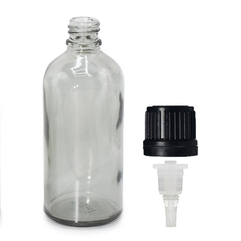 Staklena Bočica s Kapaljkom u Dimnoj Sivoj Boji, 100ml - s čepom