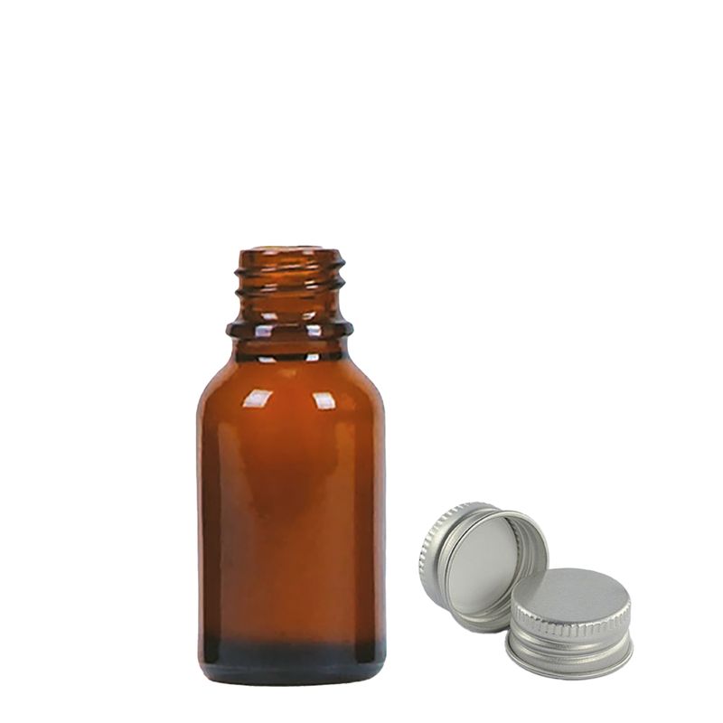 15 ml Jantarna Bočica s Kapaljkom i Aluminijskim Čepom
