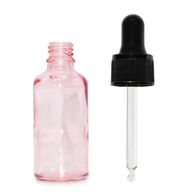 Ružičasta Staklena Bočica s Kapaljkom i Crnom Pipetom 30ml