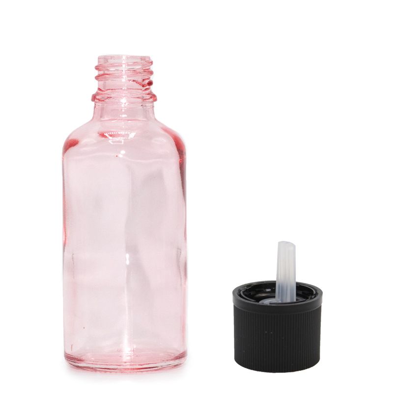 Ružičasta Staklena Bočica sa Sigurnosnim Čepom za Djecu 50ml