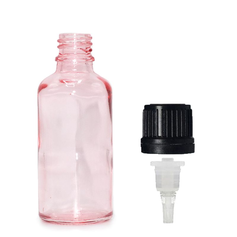 Ružičasta Staklena Bočica s Kapaljkom i Čepom 50ml