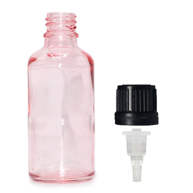 Ružičasta Staklena Bočica s Kapaljkom i Čepom 100ml
