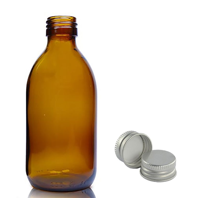 Jantarna Staklena Farmaceutska Boca s Aluminijskim Čepom 250ml