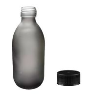 Matirano Siva Staklena Farmaceutska Boca s Crnim Plastičnim Čepom 300ml