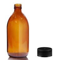 Jantarna Staklena Farmaceutska Boca s Crnim Plastičkim Čepom 500ml