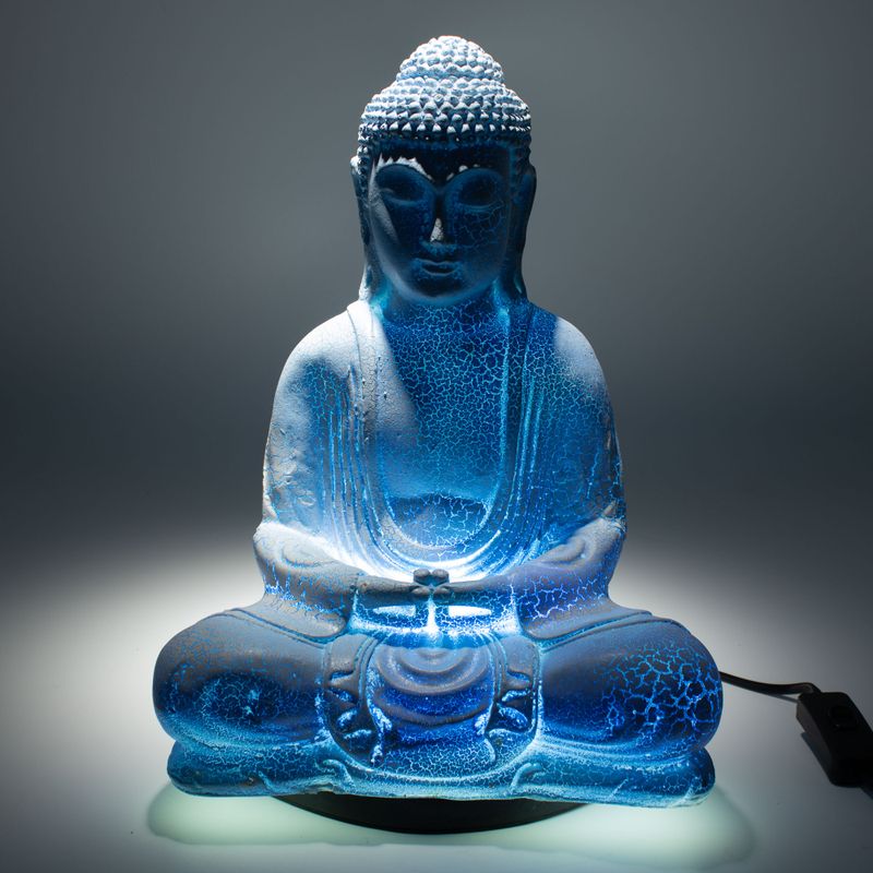 Lampa s likom meditativnog Bude svijetloplava - Ovalno postolje