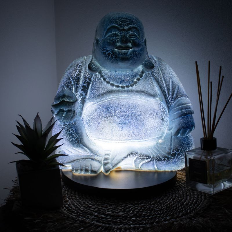 Lampa s likom nasmijanog Bude svijetloplava - Okruglo postolje