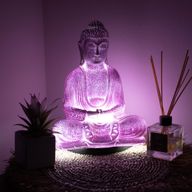 Lampa s likom meditativnog Bude Lavander Crackle - Ovalno postolje