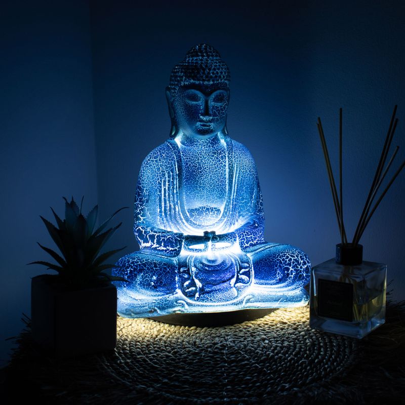 Lampa s likom meditativnog Bude svijetloplava - Ovalno postolje