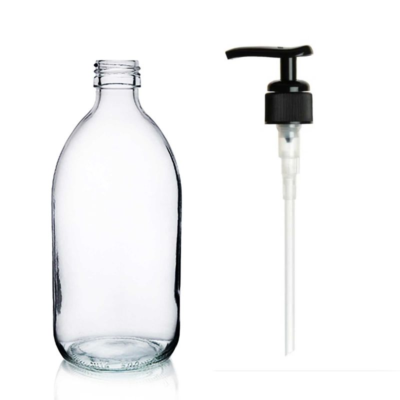 Farmaceutska Boca od Prozirnog Stakla s Crnom Plastičnom Pumpicom 200ml