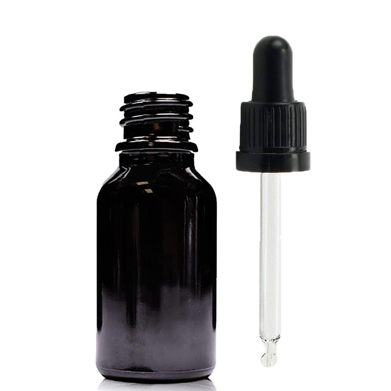 Crna Staklena Bočica s Crnom T/E Pipetom 15ml