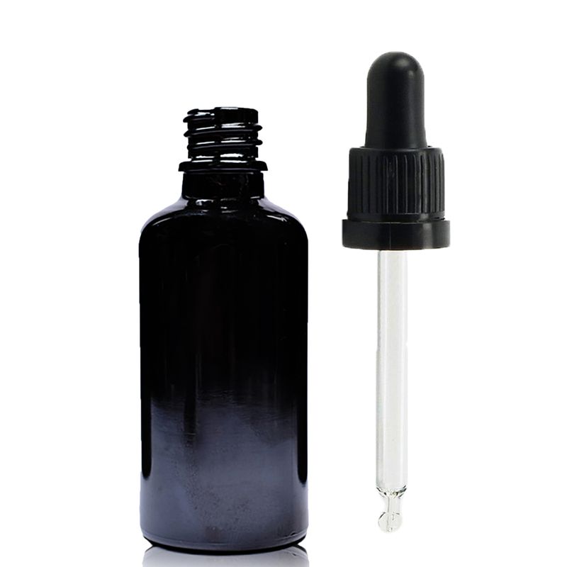 Crna Staklena Bočica s Crnom T/E Pipetom 30ml