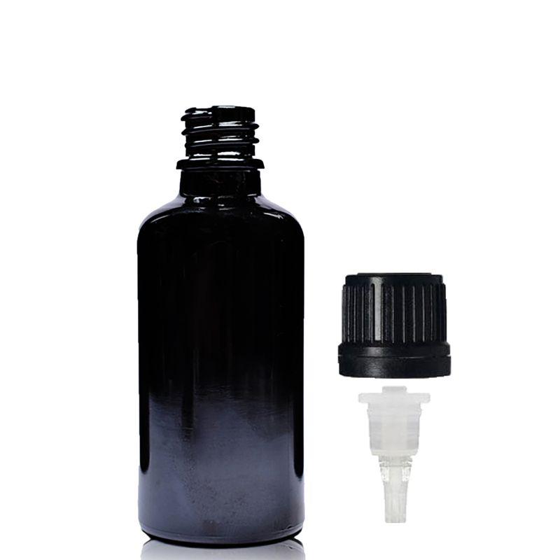 Crna Staklena Bočica s Čepom i Kapaljkom 30ml