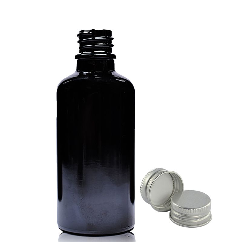 Crna Staklena Bočica 50ml s Aluminijskim Čepom