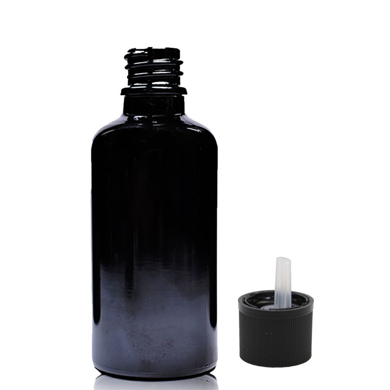 Crna Staklena Bočica sa Sigurnosnim Čepom za Djecu 50ml