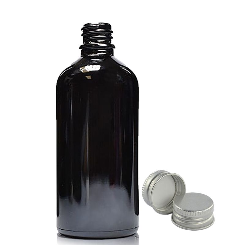 Crna Staklena Bočica 100ml s Aluminijskim Čepom