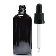 Crna Staklena Bočica s Crnom T/E Pipetom 100ml