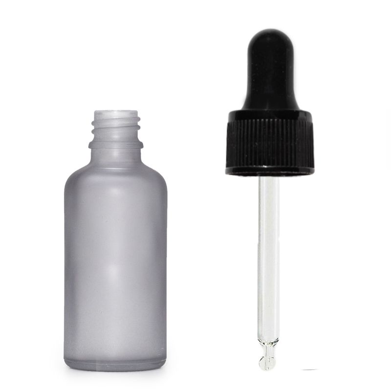 Mat Siva Staklena Bočica s Crnom Pipetom 10ml