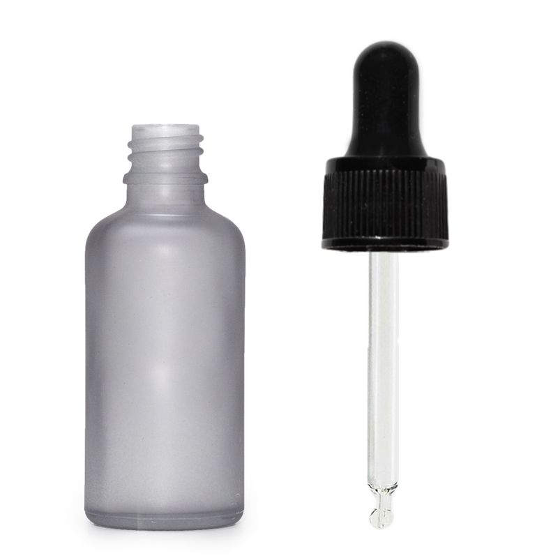 Mat Siva Staklena Bočica s Crnom Pipetom 30ml