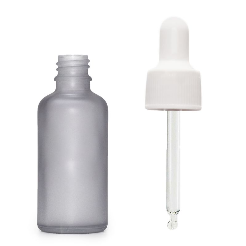 Mat Siva Staklena Bočica s Bijelom Pipetom 30ml