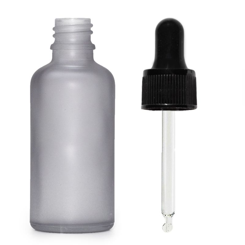 Mat Siva Staklena Bočica s Crnom Pipetom 100ml