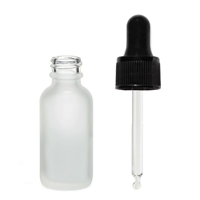 Mat Bijela Staklena Bočica s Crnom Pipetom 30ml