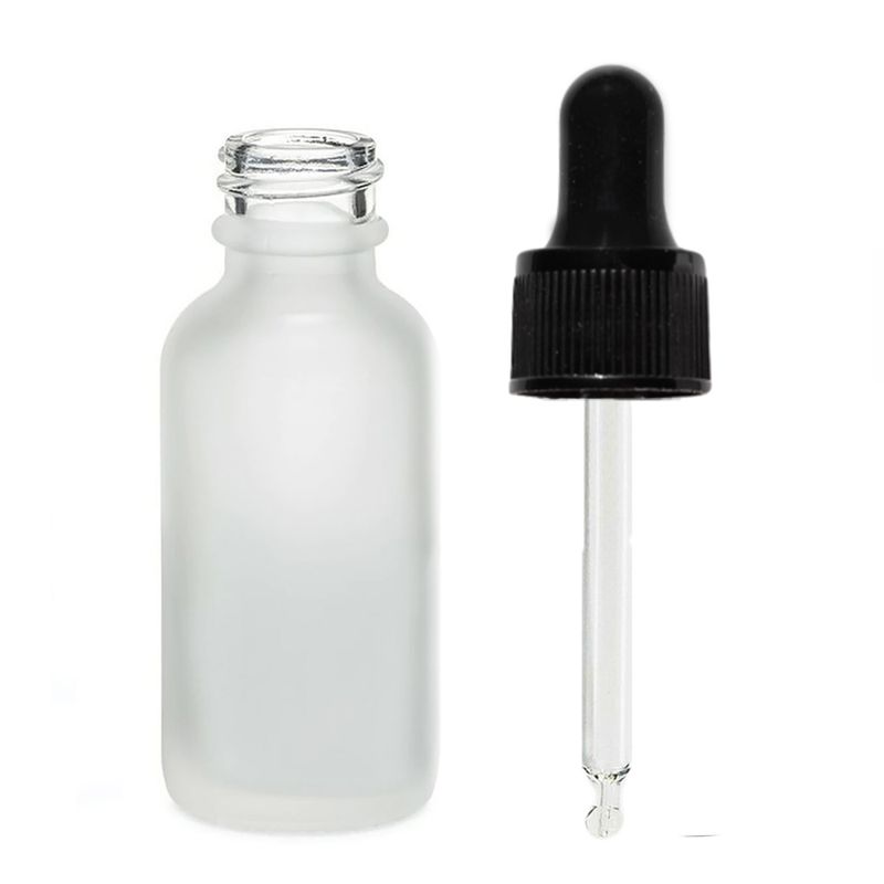 Mat Bijela Staklena Bočica s Crnom Pipetom 50ml