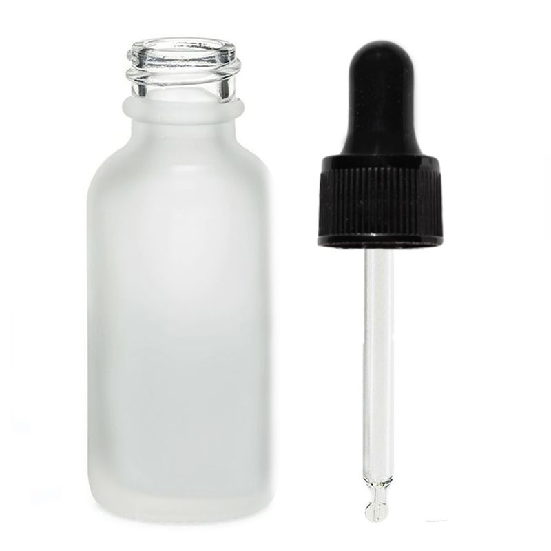 Mat Bijela Staklena Bočica s Crnom Pipetom 100ml