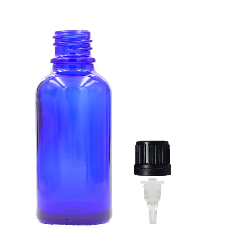 Plava Staklena Bočica s Kapaljkom i Čepom 50ml