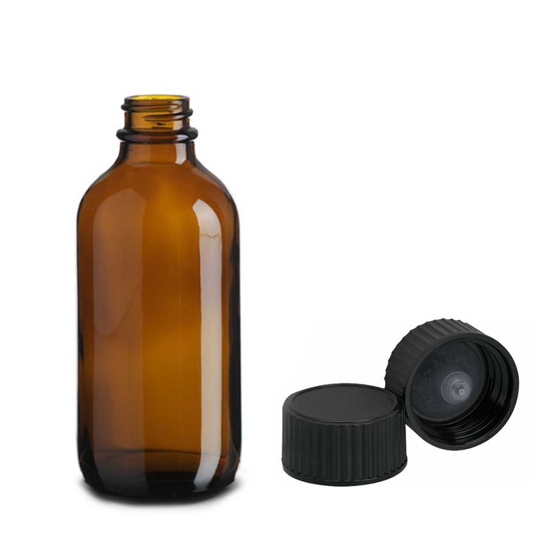 Boca od Jantarnog Stakla Boston s Crnim Plastičnim Čepom 120ml