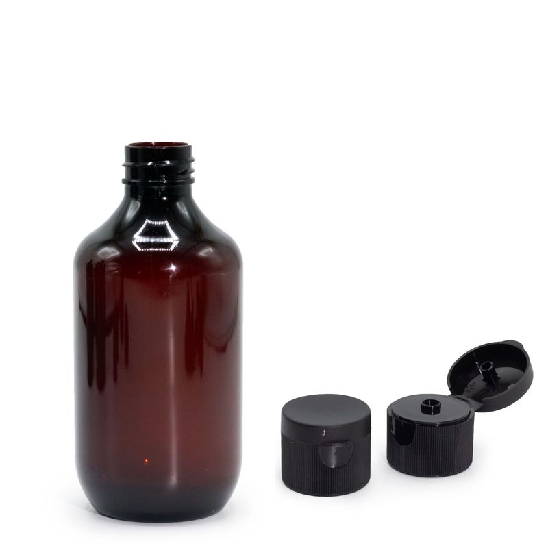 Jantarna Plastična Boston Boca 250ml boje s Poklopcem na Preklop 28mm
