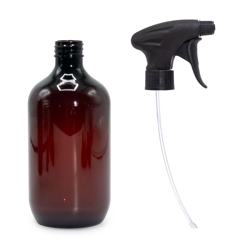 Jantarna Plastična Boston Boca 500ml s Raspršivačem 28mm