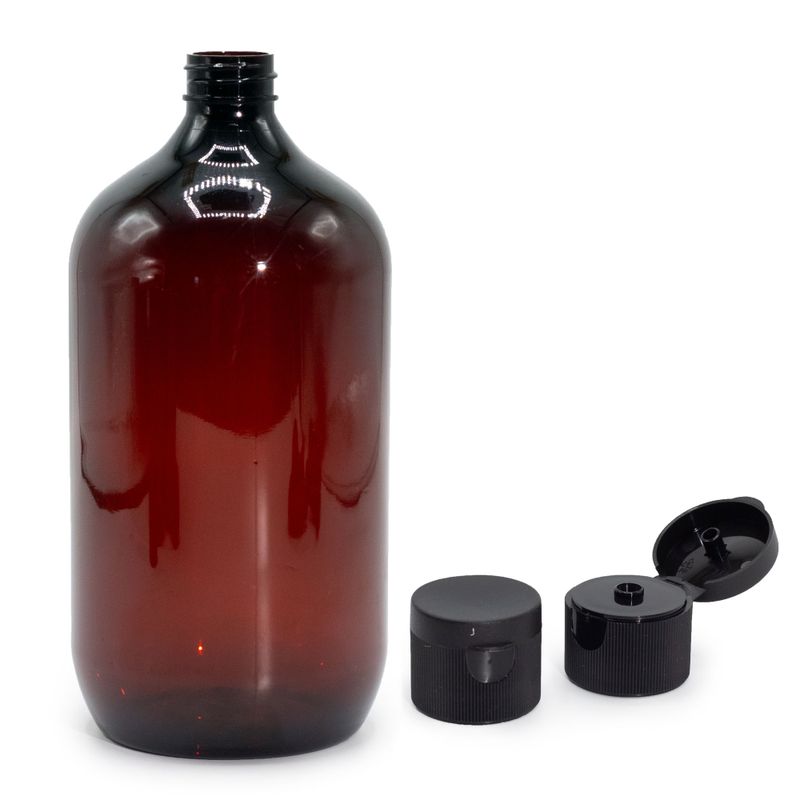 Jantarna Plastična Boston Boca 1000ml boje s Poklopcem na Preklop 28mm
