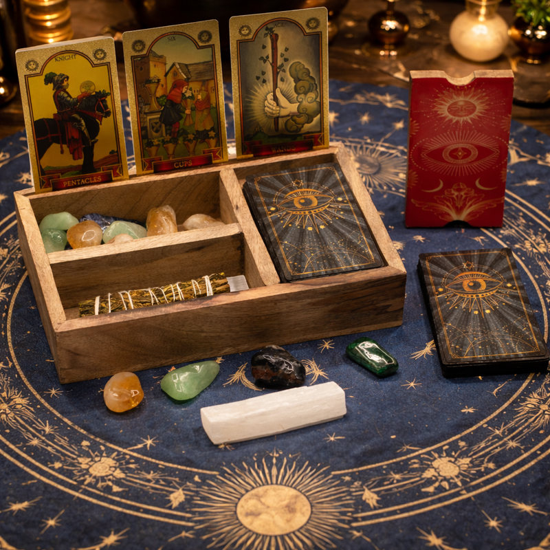 Tarot Kutija s Tri Pretinca i Držačem za Karte