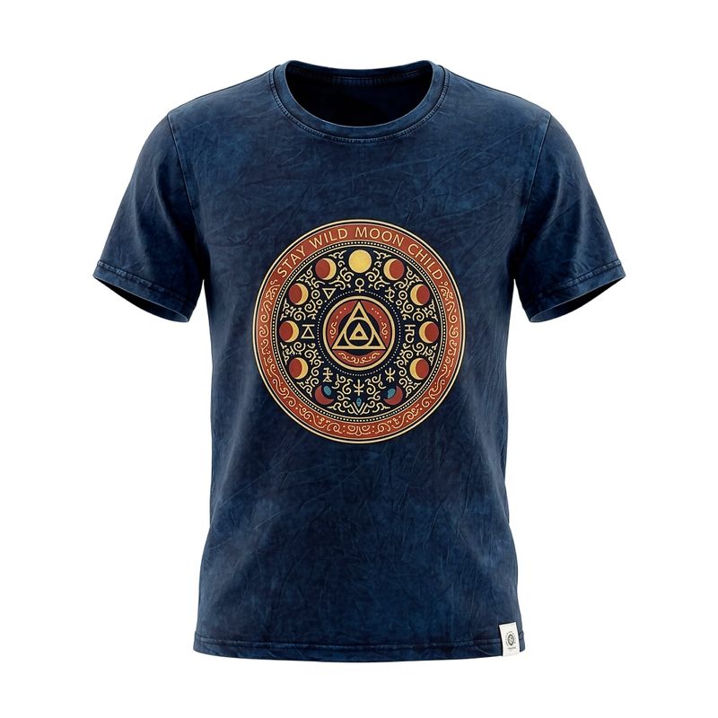 Nomad Sari stonewashed pamučna majica - Stay Wild Moon Child - Plava - S
