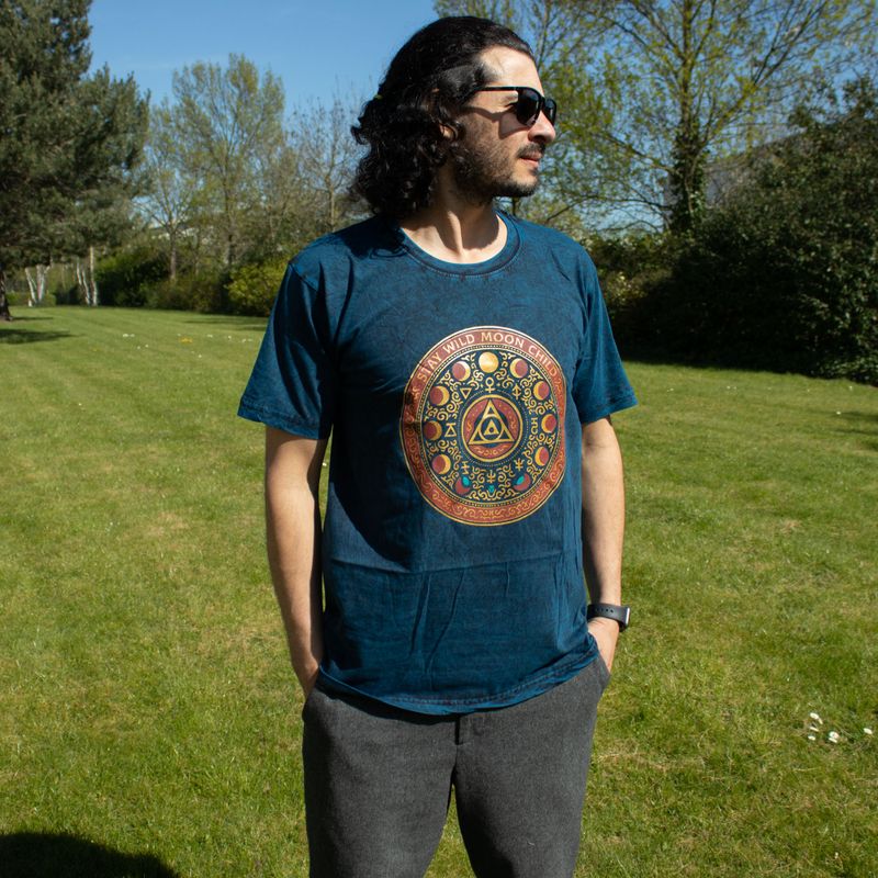 Nomad Sari stonewashed pamučna majica - Stay Wild Moon Child - Plava - S