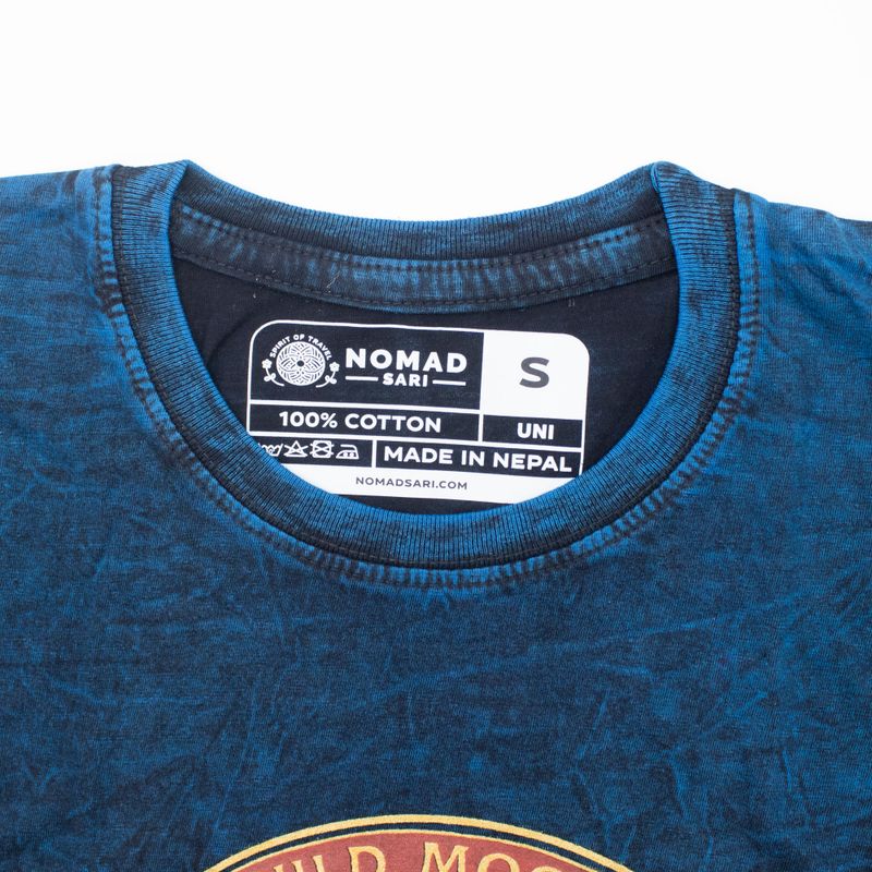 Nomad Sari stonewashed pamučna majica - Stay Wild Moon Child - Plava - S